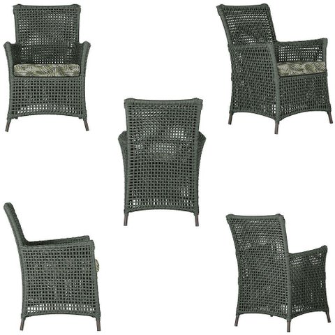4 Poltronas e 1 Mesa Igapó Alumínio Marrom Corda Náutica E5 Verde
