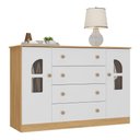 Ver imagem 2 de Cômoda Infantil 125cm 2 Portas com Vidro e 4 Gavetas Amora Multimóveis Mp4511 Madeirado/branco