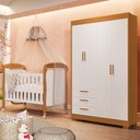 Ver imagem 2 de Jogo de Quarto Infantil Guarda Roupa Zaki e Berço Mini Cama Danny Branco Fosco/savana - Reller Mó