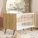 Ver imagem 2 de Berço Mini Cama Q Encanto Retrô Freijó/branco Acetinado com Colchão Supreme - Qmovi