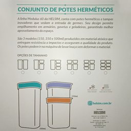 Kit 6 Potes Herméticos de Mantimentos Modulus 60 Helsim Potes Herméticos Modulus - 11