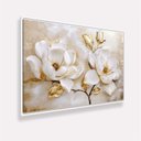 Ver imagem 4 de Quadro Decorativo Floral Magnólias Luxo Douradas e Branco 123x83cm