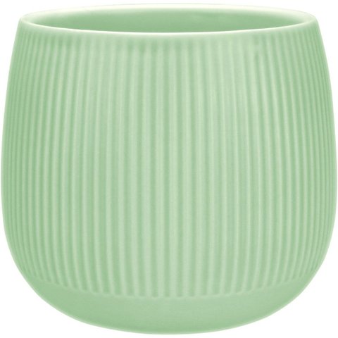 Cachepô de Cerâmica Verde 12x13x13cm Vaso Plantas Jardim Sala Suculenta Flores