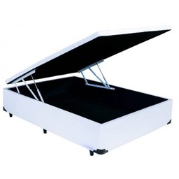 Cama Box Bau Casal 1,38 X 1,88 X 0,40 Inteiriço Premium Corino Branco - 2