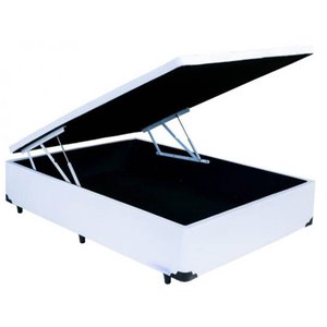 Cama Box Bau Casal 1,38 X 1,88 X 0,40 Inteiriço Premium Corino Branco