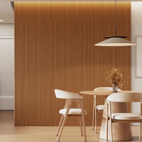 Kit 4 Placas de Painel Ripado Toronto 250cm x 58cm x 3,3mm (Rende 5,8m²) Ecorevest Marrom/Freijó