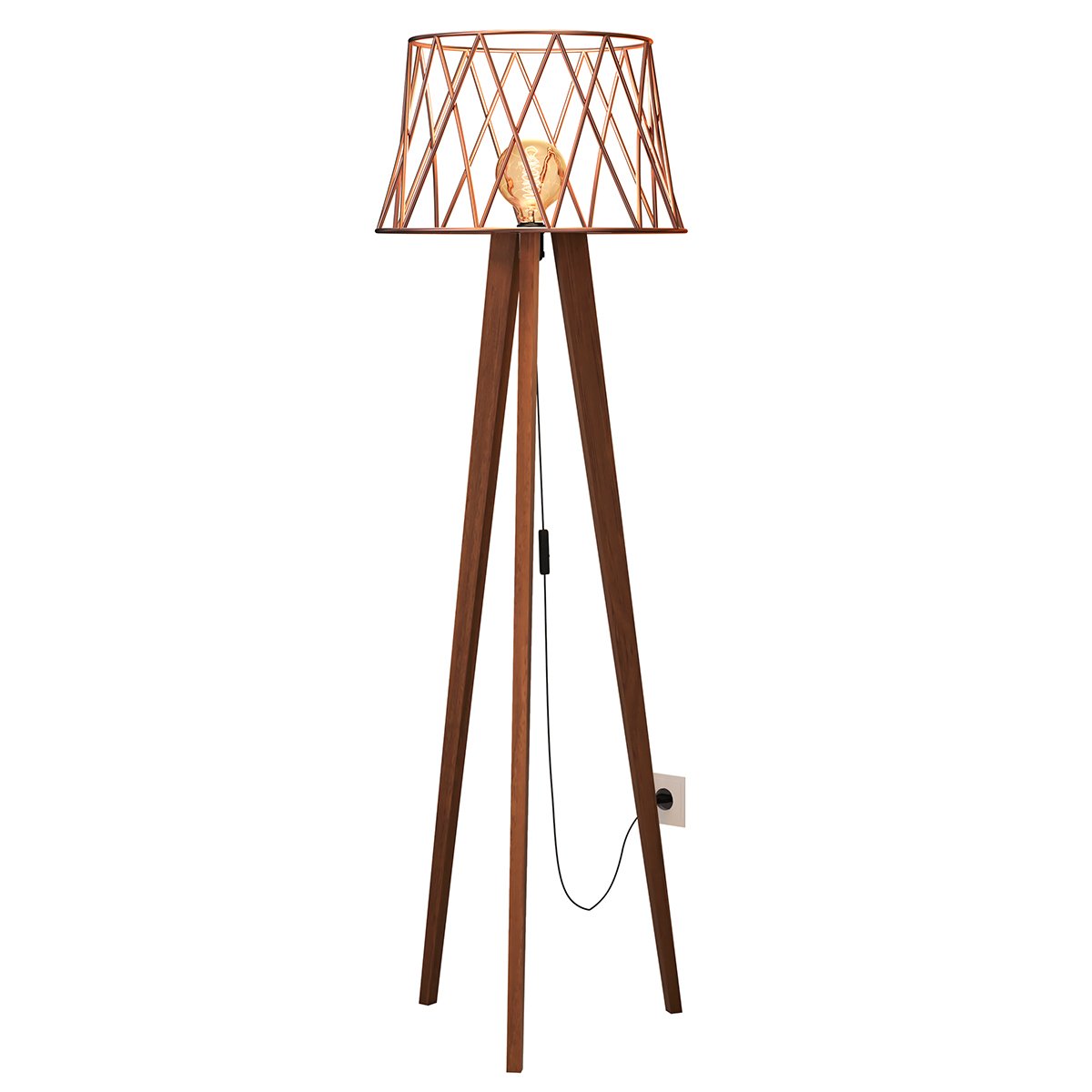 Luminária Abajur Industrial de Chão Ônix Off MadeiraMadeira