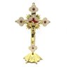 Crucifixo de Mesa Metal Branco e Dourado 21 Cm - 1
