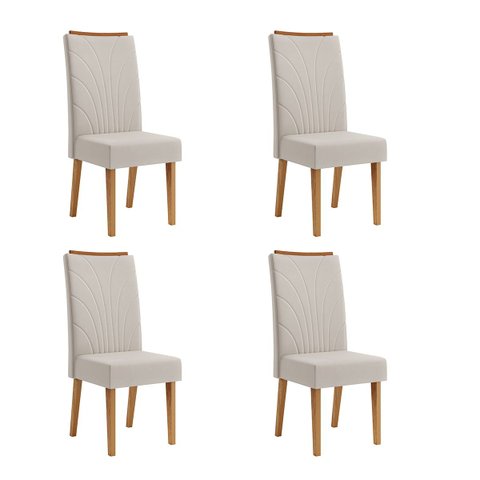 Kit com 4 Cadeiras de Jantar em MDF Encosto Bordado Giulia Cobre/Bege