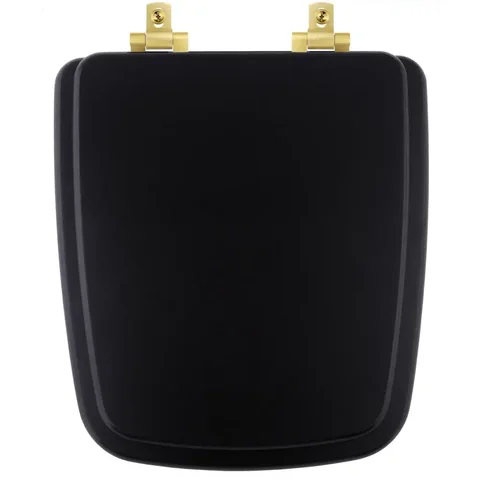 Tampa de Vaso Com Fechamento Lento Boss Onix (Preto Fosco) para Louça Incepa com Ferragem Dourada