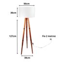 Ver imagem 3 de Luminária Zarah Cúpula em Tecido Pés Madeira Maciça Rústica:palha