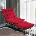 Ver imagem 2 de Kit Poltrona e Puff Costela Suede Vermelho Base Metálica - Pallazio