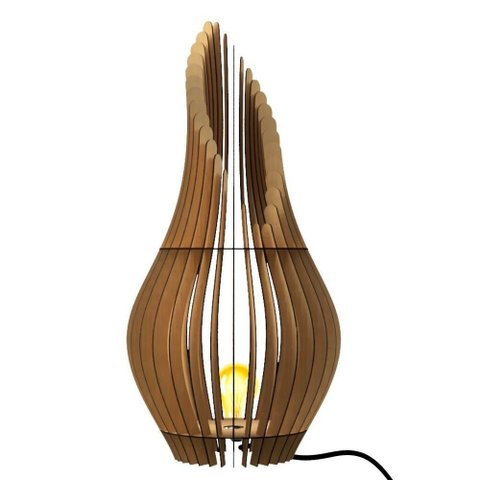Abajur Grande de Chão Andromeda Mdf Luminária Marrom Tamanho 70x25cm