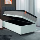 Ver imagem 3 de Cama Box Baú Colchão Solteiro Molas Ensacadas Real 88x188x68cm Linho Branco / Preto Inducol