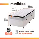 Ver imagem 3 de Cama Box Baú Colchão Solteiro Molas Ensacadas Real 88x188x68cm Branco / Preto Inducol