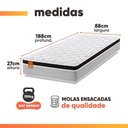 Ver imagem 4 de Cama Box Baú Colchão Solteiro Molas Ensacadas Real 88x188x68cm Branco / Preto Inducol