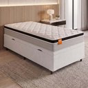 Ver imagem 1 de Cama Box Baú Colchão Solteiro Molas Ensacadas Real 88x188x68cm Branco / Preto Inducol