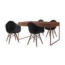 Ver imagem 2 de Mesa Jantar Industrial Filadélfia Amêndoa 137x90cm Base Cobre com 4 Poltronas Pretas Eames Eiffel Ma