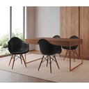 Ver imagem 1 de Mesa Jantar Industrial Filadélfia Amêndoa 137x90cm Base Cobre com 4 Poltronas Pretas Eames Eiffel Ma