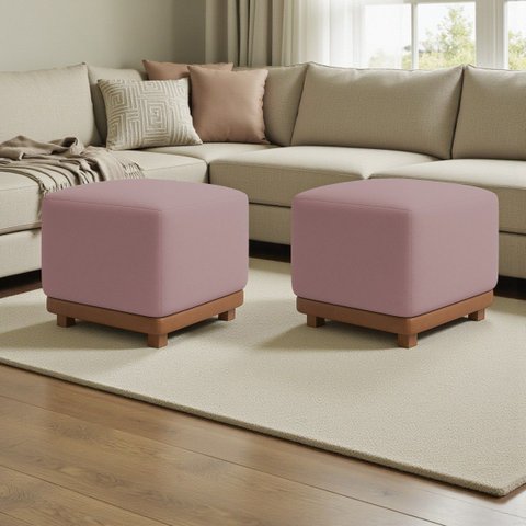 Kit 2 Puffs Dalilla Bouclé Premium Exclusivos Assento Extra Para Sala Quarto  Design Moderno