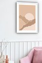 Ver imagem 1 de Quadro Decorativo Abstrato Pôr do Sol Bege - 70x50cm:moldura Preta