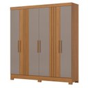 Ver imagem 2 de Guarda Roupa Casal 6 Portas 3 Gavetas Francês Cinamomo Avelã com Armário Multiuso Margarida Cinamomo