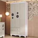 Ver imagem 1 de Guarda-roupa Infantil 92cm com Vidro 3 Portas e 2 Gavetas Suspiro Multimóveis Mp4457 Branco-off