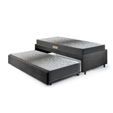 Bicama Box Solteiro 88x188 Suede com Dois Colchões de Espuma Dual Firm Ecoflex