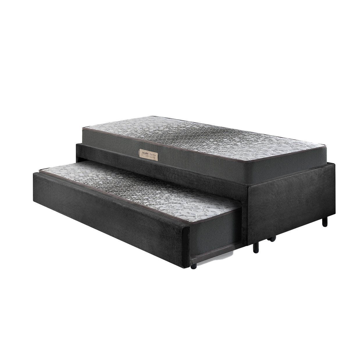 Bicama Box Solteiro 88x188 Suede Preto com Dois Colchões de Espuma Dual Firm Ecoflex - 7