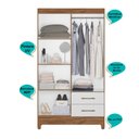 Ver imagem 4 de Guarda Roupa Solteiro 4 portas 2 gavetas Chile - Naturale / Branco