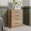 Ver imagem 1 de Cômoda Gaveteiro 4 Gavetas para Quarto com Corrediças Telescópicas Puxadores Modernos Design Compact