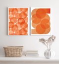 Ver imagem 1 de Kit 2 Quadros Decorativos Minimalistas Abstratos Laranjas 24x18cm - com Vidro:madeira Branca