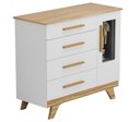 Ver imagem 1 de Cômoda 1 Porta 4 Gavetas Retrô - Moveis Peroba Amendoa/branco