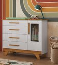Ver imagem 4 de Cômoda 1 Porta 4 Gavetas Retrô - Moveis Peroba Amendoa/branco