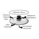 Ver imagem 3 de Tampa de Vidro Avulsa 26 cm para Panela Frigideira Caçarola