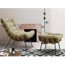 Ver imagem 3 de Poltrona com Puff Sala Quarto Recepção Escritório  Costela Esqueleto Base Fixa Linho Bege