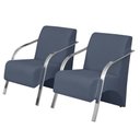 Ver imagem 1 de Kit 2 Poltronas Decorativas Vênus 1 Lugar Braço Pé Alumínio DSalla Suede Azul Bic