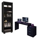 Ver imagem 1 de Mesa para Computador Gamer Drx 5000 e Livreiro Office Preto Trama - Móveis Leão
