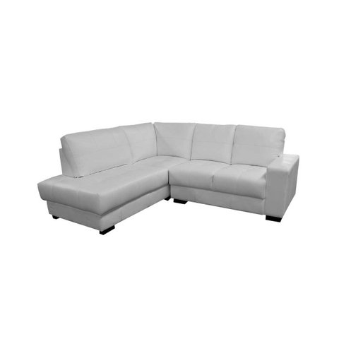 Sofá de Couro Canto Marrocos 2 Lugares com Chaise Esquerda Branco Pigmentado - Mempra Design