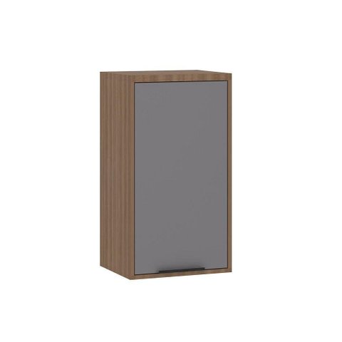 Armário Aéreo de Cozinha 40cm 1 Porta Aspen Luciane Móveis Vanilla com Cinza Puro