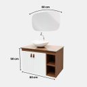 Ver imagem 4 de Gabinete de Banheiro 2 Porta MDF Espelho 60cm Cuba Suspenso:Madeirado/Branco