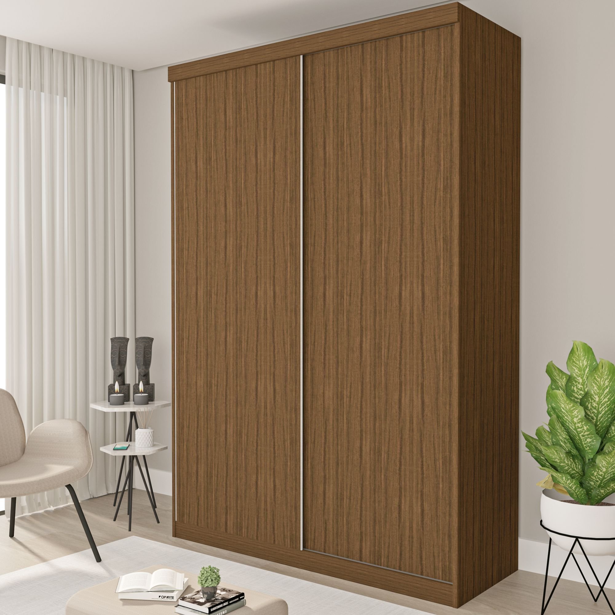 Guarda Roupa Solteiro Premium Kiara 138cm 2 Portas 2 Gavetas Espresso Móveis