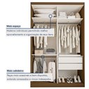 Ver imagem 6 de Guarda Roupa Solteiro Premium Kiara 138cm 2 Portas 2 Gavetas Espresso Móveis