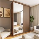 Ver imagem 2 de Guarda Roupa Solteiro Premium Cléo 138cm com Espelho 2 Portas 2 Gavetas Espresso Móveis