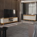 Ver imagem 2 de Conjunto Sala de Estar Buffet 4 Portas Ripado e Rack para Tv até 75 Polegadas - Vianossa - Off