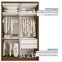 Guarda Roupa Solteiro Premium Lila 138cm com Espelho 2 Portas 2 Gavetas Espresso Móveis     - 5