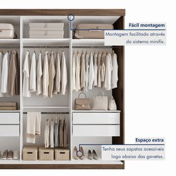 Guarda Roupa Casal Premium Itália 205,9cm 3 Portas 4 Gavetas Yescasa Marrom/Freijó - 9 Guarda Roupa Casal Premium Itália 205,9cm 3 Portas 4 Gavetas Yescasa Marrom/Freijó - 9