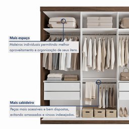 Guarda Roupa Casal Premium Itália 205,9cm 3 Portas 4 Gavetas Yescasa Marrom/Freijó - 10 Guarda Roupa Casal Premium Itália 205,9cm 3 Portas 4 Gavetas Yescasa Marrom/Freijó - 10