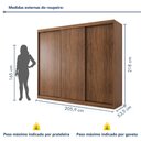 Ver imagem 4 de Guarda Roupa Casal Premium Itália 205,9cm 3 Portas 4 Gavetas Yescasa Marrom/Freijó