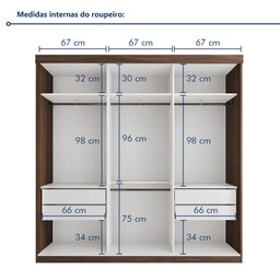 Guarda Roupa Casal Premium Itália 205,9cm 3 Portas 4 Gavetas Yescasa Marrom/Freijó - 12 Guarda Roupa Casal Premium Itália 205,9cm 3 Portas 4 Gavetas Yescasa Marrom/Freijó - 12
